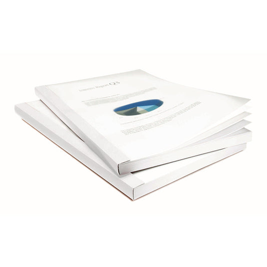 White linen thermal binding covers with clear front